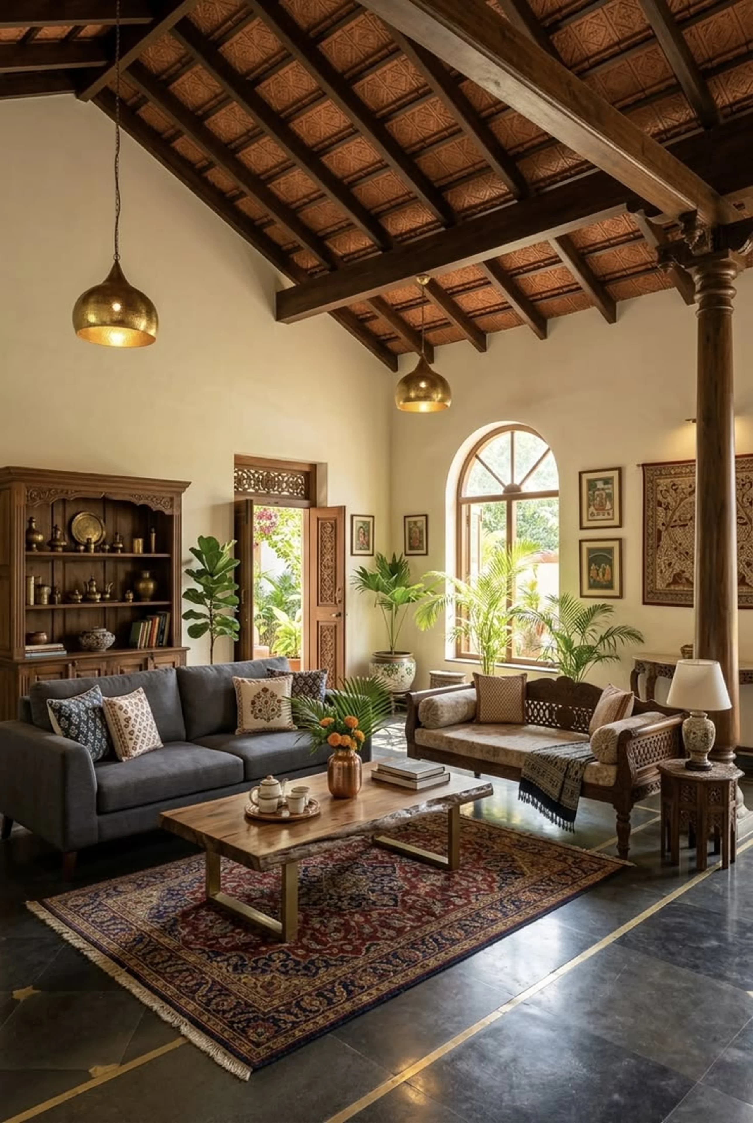 Handcrafted solid wood living room arrangement
