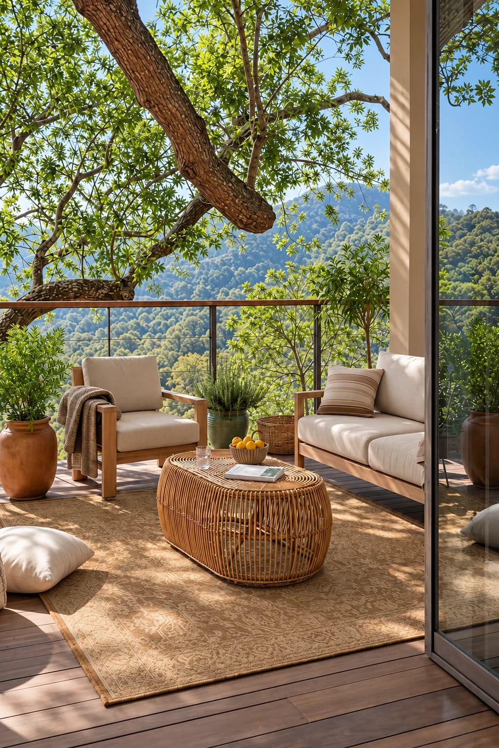 Modern architectural patio and seating area by Tattva Living